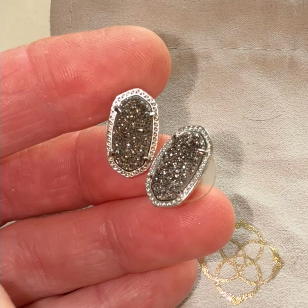 Kendra Scott Platinum Druzy Silver Stud Earrings